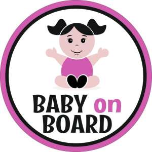 Baby on board kerek autómatrica, lila, lány - Best4Baby magyar babyonboard autó matrica 67061441 Baby on board jelzések