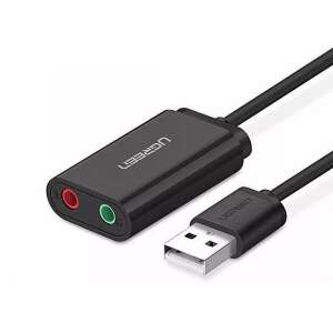 UGREEN USB external sound card adapter, black, 15cm cable - Sound Card