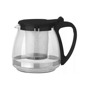Garden Line 750ml glass teapot with stainless steel infuser, black lid - Teapot