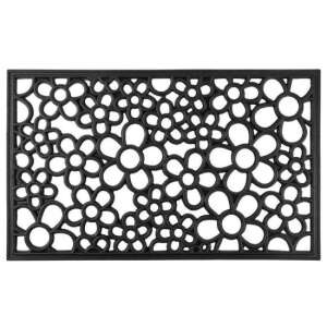 MCt Carpetflo gumi bejárati szőnyeg, 45x75 cm, fekete, virágmintás, felülnézet - Dekoráció