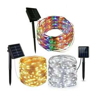 Napelemes 100 micro LED-es fényfüzér 10,5m