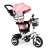 ECOTOYS pink and white tricycle with canopy, basket, and safety features