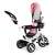 ECOTOYS pink and white tricycle with canopy, basket, and safety features