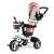 ECOTOYS pink and white tricycle with canopy, basket, and safety features