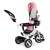 ECOTOYS pink and white tricycle with canopy, basket, and safety features