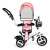 ECOTOYS pink and white tricycle with canopy, basket, and safety features