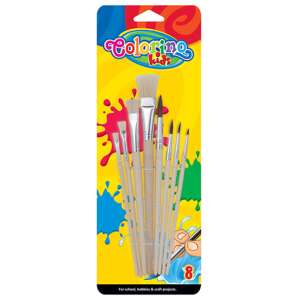 Colorino Kids 8 darabos ecsetkészlet, natúr fa, iskolába, hobbihoz és kézműves projektekhez - Iskolai ecset