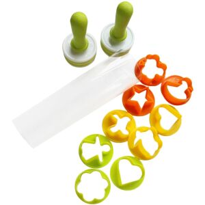 2in1 Sodrófa és sütemény kiszúró készlet, színes süti formák - Sodrófa & Nyújtófa