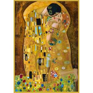 Klimt A csók asztalterítő, 240x140 cm, asztal díszítés, étkezőasztal, konyhai dekoráció, művészeti asztalterítő, Gustav Klimt, A csók festmény - Klimt