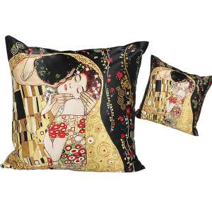 Klimt A csók díszpárna, fekete, 45x45 cm - Díszpárna