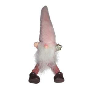 Rózsaszín karácsonyi manó dísz, 20 cm magas, textilből, kerámiából és műanyagból készült - Karácsony