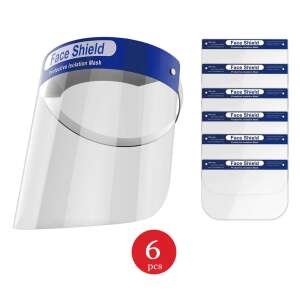 6 darabos arcvédő pajzs védő izolációs maszk, átlátszó műanyag, kék szegély - Arcvédő