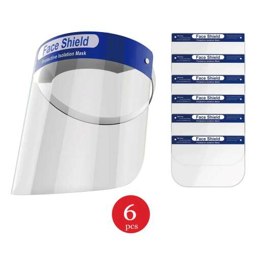 6 darabos arcvédő pajzs védő izolációs maszk, átlátszó műanyag, kék szegély