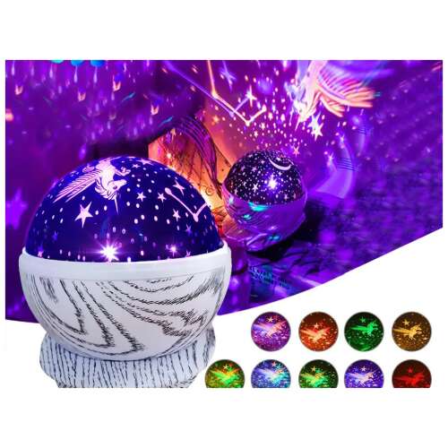 Lampă LED Unicorn RGB rotativă de noapte înstelată, alimentată prin USB sau baterii, model gri 75442919