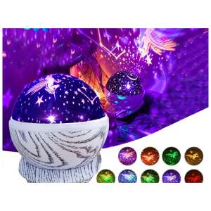 Otočná hviezdna nočná LED lampa Unicorn RGB, napájaná USB alebo batériami, sivý vzor