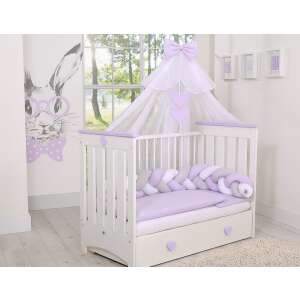 BabyLion Prémium baldachin függöny - Fehér - Lila masni