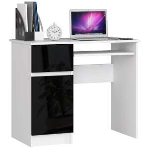 Íróasztal - Akord Furniture - 90 cm - fehér / magasfényű fekete (bal) 67074244 Íróasztalok