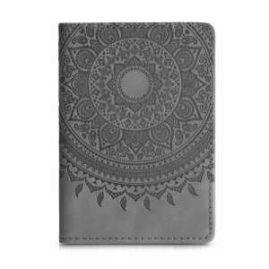 Kwmobile car document case, gray, eco-leather, mandala design, front view - Dressing Accessory