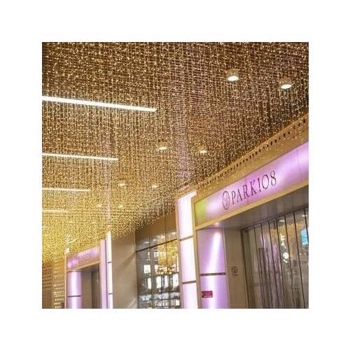 Cortină LED, 8m x 1m, 380 LED, alb cald, luminițe de Crăciun, luminițe de zână, luminițe șir, decorare