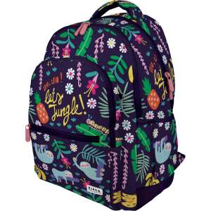 Jungle Party Schulrucksack, blau mit farbenfrohem Dschungelmuster, mit Faultieren und Ananas - Nonbrand Schultaschen, Ranzen