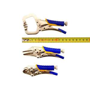 Strend Pro Mini Locking Pliers Set, 3 Piece, with ruler for size comparison - Pliers