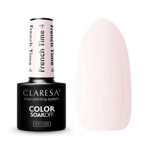 Claresa French Time 4 Gel Polish, 5g, UV/LED, Einfaches Lackiersystem, Farbe ablösbar, Rosa mit Glitter - Claresa