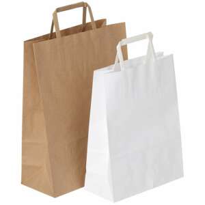 Nyomatlan papír szalagfüles táska, barna, 32x44x17cm, nátron, 100g, 100db/csomag 67079369 