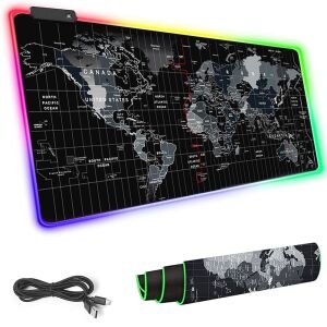 Podložka pod myš World Map XXL LED Gaming s RGB osvetlením a USB káblom - Podložky pod myši