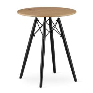 Round dining table with black legs, 60 cm diameter - Kitchen Furniture