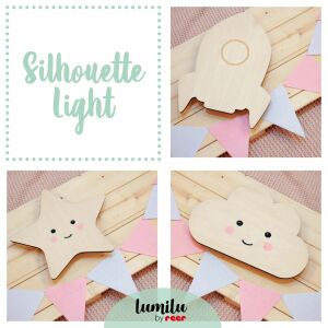 Collage of Lumilu Silhouette Lights: Star, Rocket, Cloud - Babies & Toddler