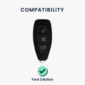 Husa Cheie Auto pentru Ford 3 Butoane - Keyless Go, Kwmobile, Verde, Silicon, 53133.14