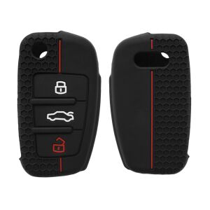 Audi Key Cover - 3 Buttons, kwmobile, Silicone, Black, 53134.01