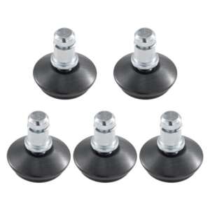 Kwmobile Set de 5 glisiere de schimb pentru scaun de birou, tijă de 10 mm, negru, oțel - Rotile scaune de birou