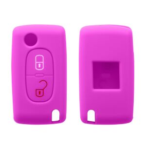 Peugeot/Citroen Car Key Case, 2 Buttons, Silicone, Pink, 43668.08