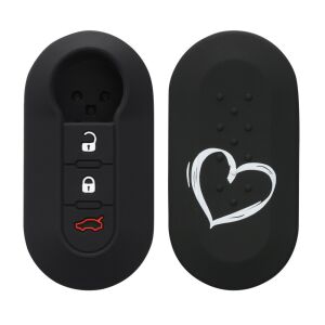 Fiat/Lancia 3-Button Key Cover, Kwmobile, Black/White, Silicone, 44440.36