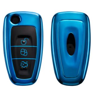 Ford Car Key Cover - 3 Buttons, Silicone, Blue, 48039.98 131466250 - Kwmobile