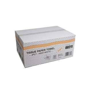 2 rétegű fehér papírtörlő dobozban, 25 x 21 cm, V-hajtogatott, 150 lap/csomag - Papírtörlő