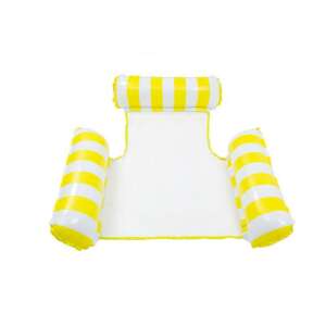 Plutitor gonflabil pentru piscină cu dungi galbene și albe, cu tetieră și cotiere - Fotolii de plaja