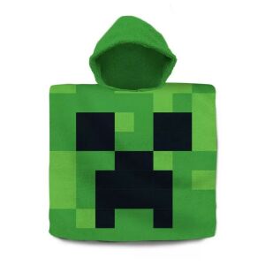 Minecraft Creeper kapucnis strandtörölköző poncsó, 60x120 cm - Minecraft