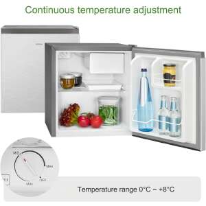 Bomann KB 7245 mini chladnička, 45 l, H 50 cm, otočné dvere, inox