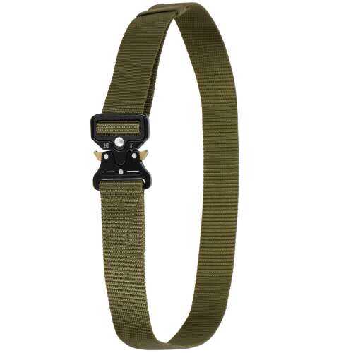 Green tactical belt with metal buckle