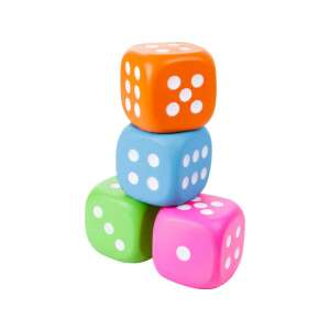 Set mit 4 großen Schaumstoffwürfeln, 12 cm, in orange, blau, grün und rosa - Schaukelpferde, Schaukeltiere und Entwicklungsspiele für Kinder im Kindergartenalter