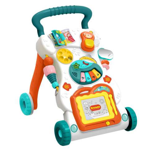 Premergător multifuncțional Pepita, verde și alb, cu jucării interactive