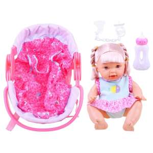 Baby doll with carrier, pink and blue, 34x23x20cm - Ramiz