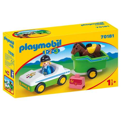 Playmobil 1.2.3 Kisautó lószállító pótkocsival 70181