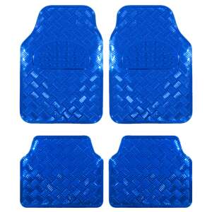 Set de 4 covorașe universale pentru mașină, design diamant, culoare crom albastru - Covoare auto