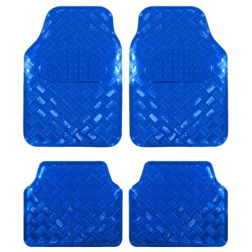 Set de 4 covorașe universale pentru mașină, design diamant, culoare crom albastru