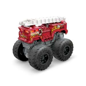 Hot Wheels Monster Trucks Roarin' Wreckers 5Alarm Monster Truck, camion de pompieri roșu cu lumini și sunete, scară 1:43 - Mattel