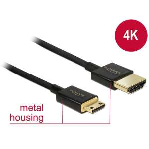 Delock High Speed HDMI with Ethernet cable, HDMI-A to HDMI Mini-C, 2m, black, 4K - HDMI Cable