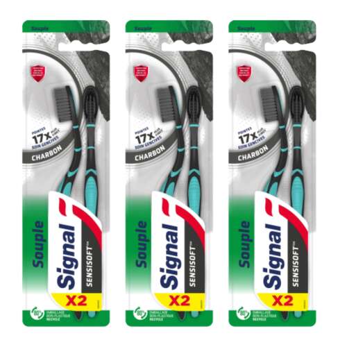Signal Sensisoft Kohle Zahnbürste mit Kohlebürsten, 3er Pack mit je 2 Stück